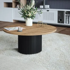 Plan De Travail Buanderie|KOLM Plateau laminé chêne craft rond, diamètre 68 cm, pour bureau, table, table basse