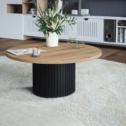 Plan De Travail Buanderie|KOLM Plateau laminé chêne sonoma rond, diamètre 50 cm, pour bureau, table, table basse