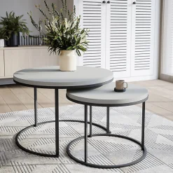 Plan De Travail Buanderie|KOLM Plateau laminé gris rond, diamètre 90 cm, pour bureau, table, table basse