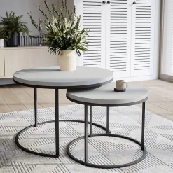 KOLM Plateau laminé gris rond, diamètre 68 cm, pour bureau, table, table basse