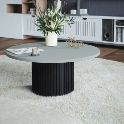 KOLM Plateau laminé gris rond, diamètre 68 cm, pour bureau, table, table basse