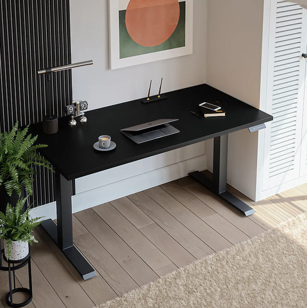 KOLM Plateau laminé noir 138 x 80 cm pour bureau, table, table basse