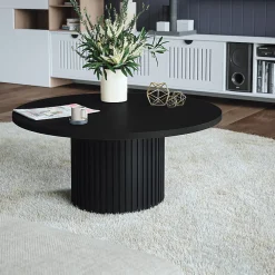 Plan De Travail Buanderie|KOLM Plateau laminé noir rond, diamètre 68 cm, pour bureau, table, table basse