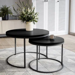 Plan De Travail Buanderie|KOLM Plateau laminé noir rond, diamètre 50 cm, pour bureau, table, table basse