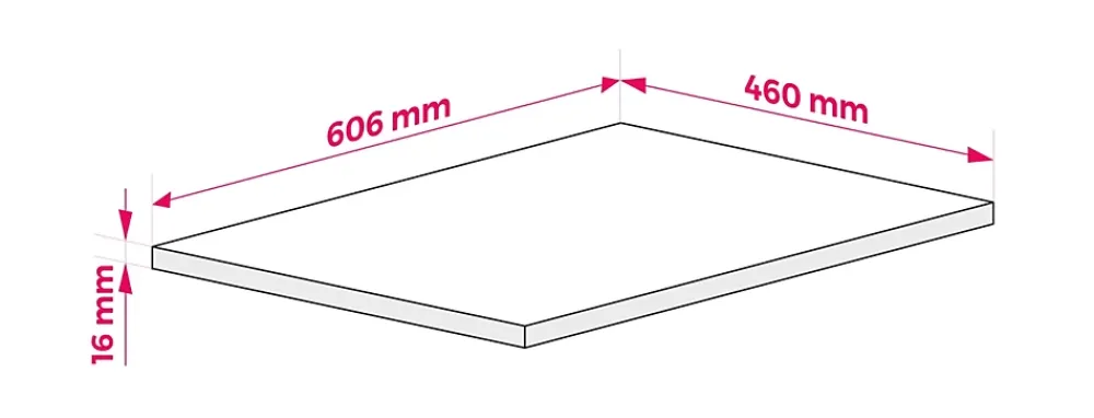 3xE Living Plateau pour armoire de salle de bain, couleur: Chêne Clair, dimensions: 60 x 45 x 1,6 cm