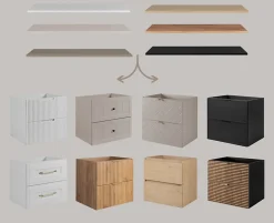 3xE Living Plateau pour armoire de salle de bain, couleur: Chêne Clair, dimensions: 60 x 45 x 1,6 cm