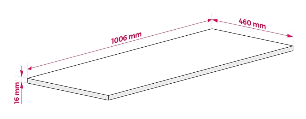 3xE Living Plateau pour armoire de salle de bain, couleur: Chêne Craft, dimensions: 100 x 45 x 1,6 cm