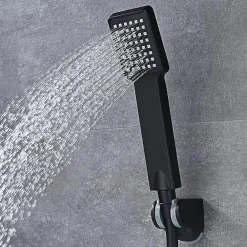 Kibath Poignée de douche carrée 1 position Maneral avec finition NOIR mat en ABS