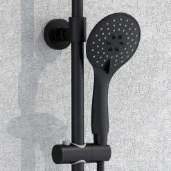 Colonne De Douche Mécanique|Kibath Poignée de douche Maneral 1 position ronde finition NOIR mat en ABS