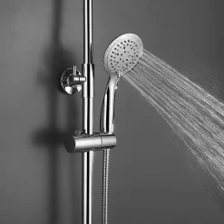 Kibath Poignée de douche manuelle 5 positions DUR ronde finition chrome brillant en ABS