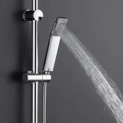 Kibath Poignée de douche manuelle 1 position carrée finition chrome poli en ABS