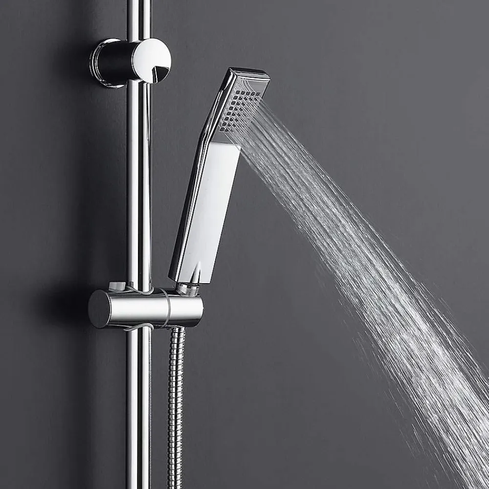 Kibath Poignée de douche manuelle 1 position carrée finition chrome poli en ABS