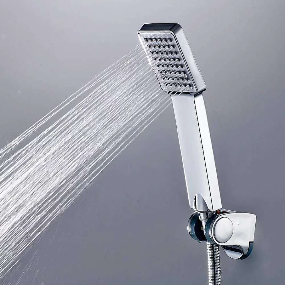 Kibath Poignée de douche manuelle 1 position carrée finition chrome poli en ABS