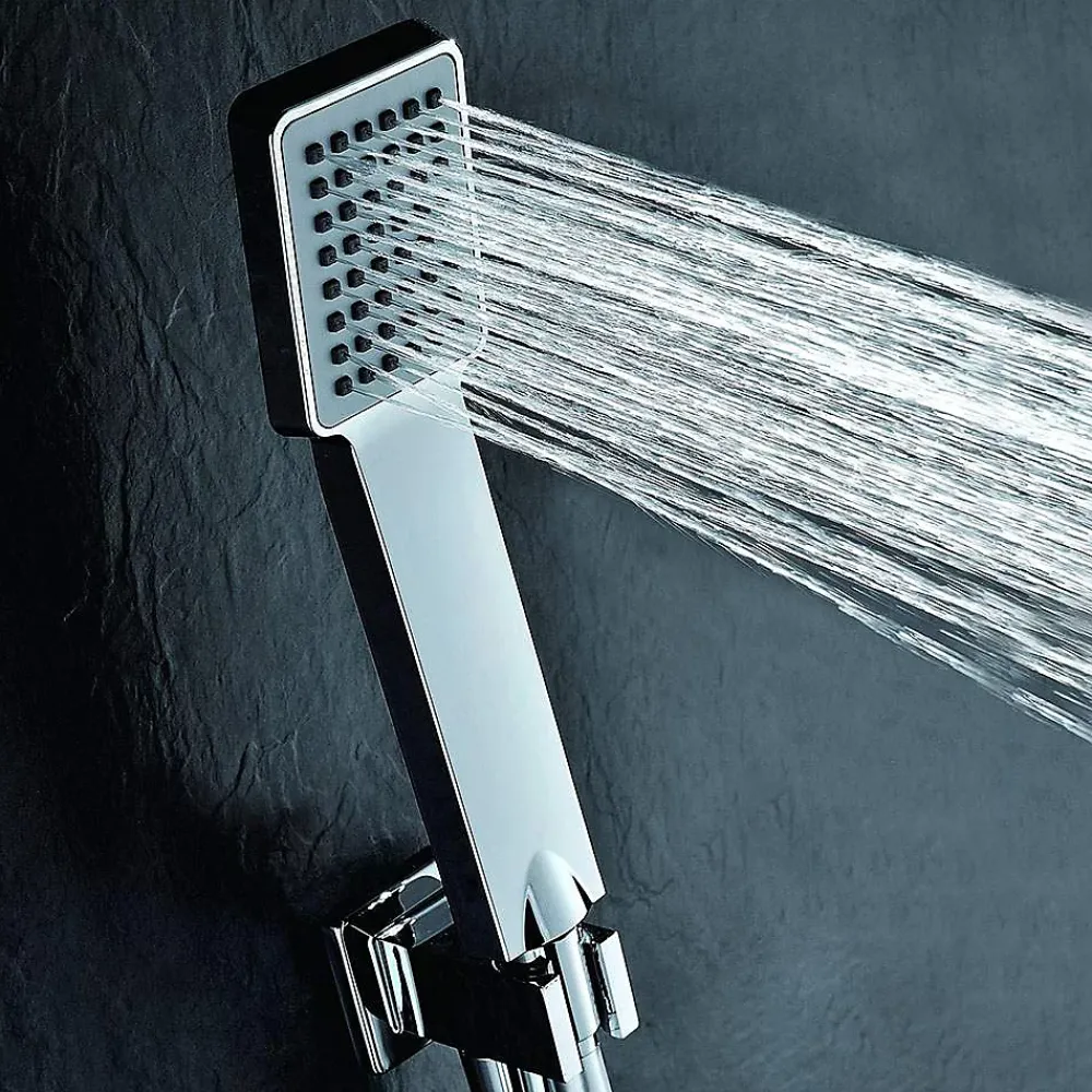 Kibath Poignée de douche manuelle 1 position carrée finition chrome poli en ABS