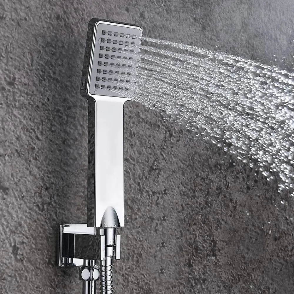 Kibath Poignée de douche manuelle 1 position carrée finition chrome poli en ABS