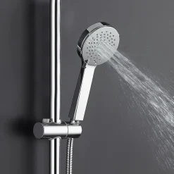 Colonne De Douche Mécanique|Kibath Poignée de douche manuelle 3 positions ALAS ronde finition chrome brillant en ABS