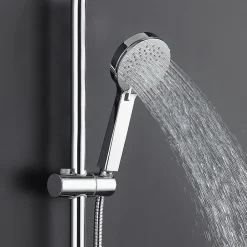 Colonne De Douche Mécanique|Kibath Poignée de douche manuelle 3 positions ALAS ronde finition chrome brillant en ABS