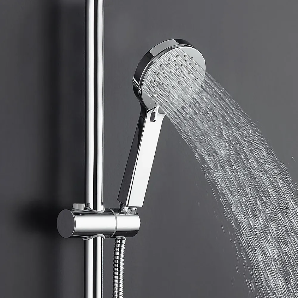 Colonne De Douche Mécanique|Kibath Poignée de douche manuelle 3 positions ALAS ronde finition chrome brillant en ABS