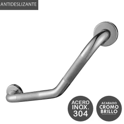 Barre D'Appui|Kibath Poignée de sécurité antidérapante en forme de Z de 43 cm en acier inoxydable avec finition chromée polie