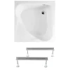 Polysan Carmen 90x90 cm baignoire d'angle gain de place 95 L en acrylique, avec pieds, orientation droite, blanc (29611-SET)