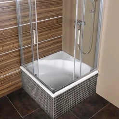 Polysan Carmen 90x90 cm baignoire d'angle gain de place 95 L en acrylique, avec pieds, orientation droite, blanc (29611-SET)