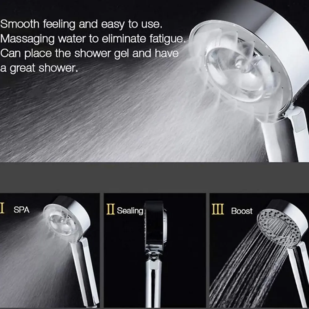 Deko Pomme de douche double face Douche Head économie d'eau ronde ABS Chrome Booster Douche haute pression Handheld douche à main