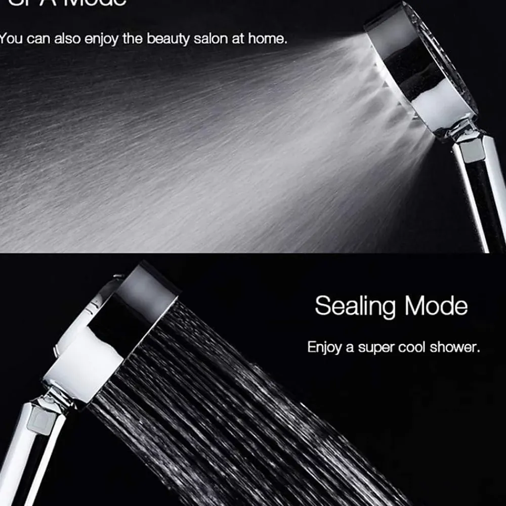 Deko Pomme de douche double face Douche Head économie d'eau ronde ABS Chrome Booster Douche haute pression Handheld douche à main