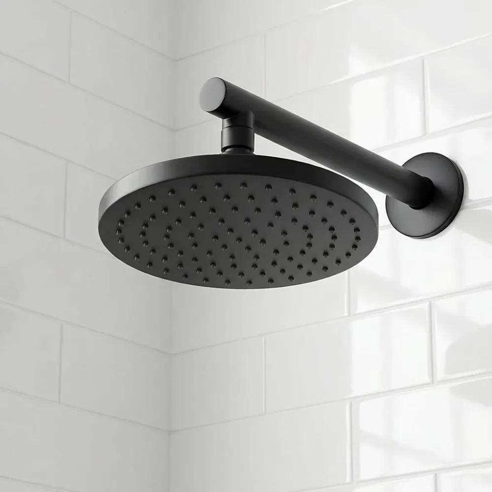 Pommeau De Douche, Flexible Et Barre De Douche|GoodHome Pommeau de douche 1 jet rond, noir, Cavally