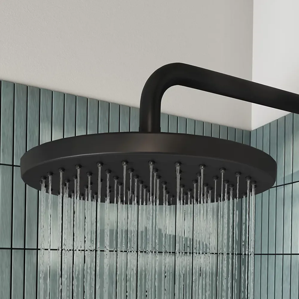 Pommeau De Douche, Flexible Et Barre De Douche|GoodHome Pommeau de douche 1 jet rond, noir, Cavally