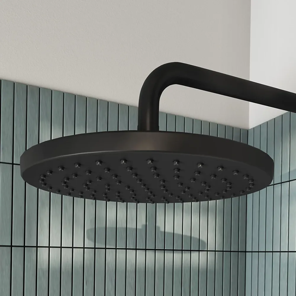 Pommeau De Douche, Flexible Et Barre De Douche|GoodHome Pommeau de douche 1 jet rond, noir, Cavally