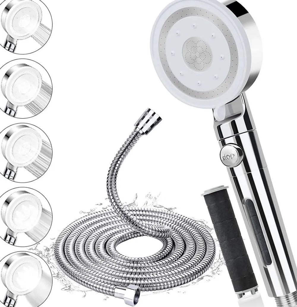 Pommeau De Douche, Flexible Et Barre De Douche|Vendos85 Pommeau de douche argenté 6 modes haute pression