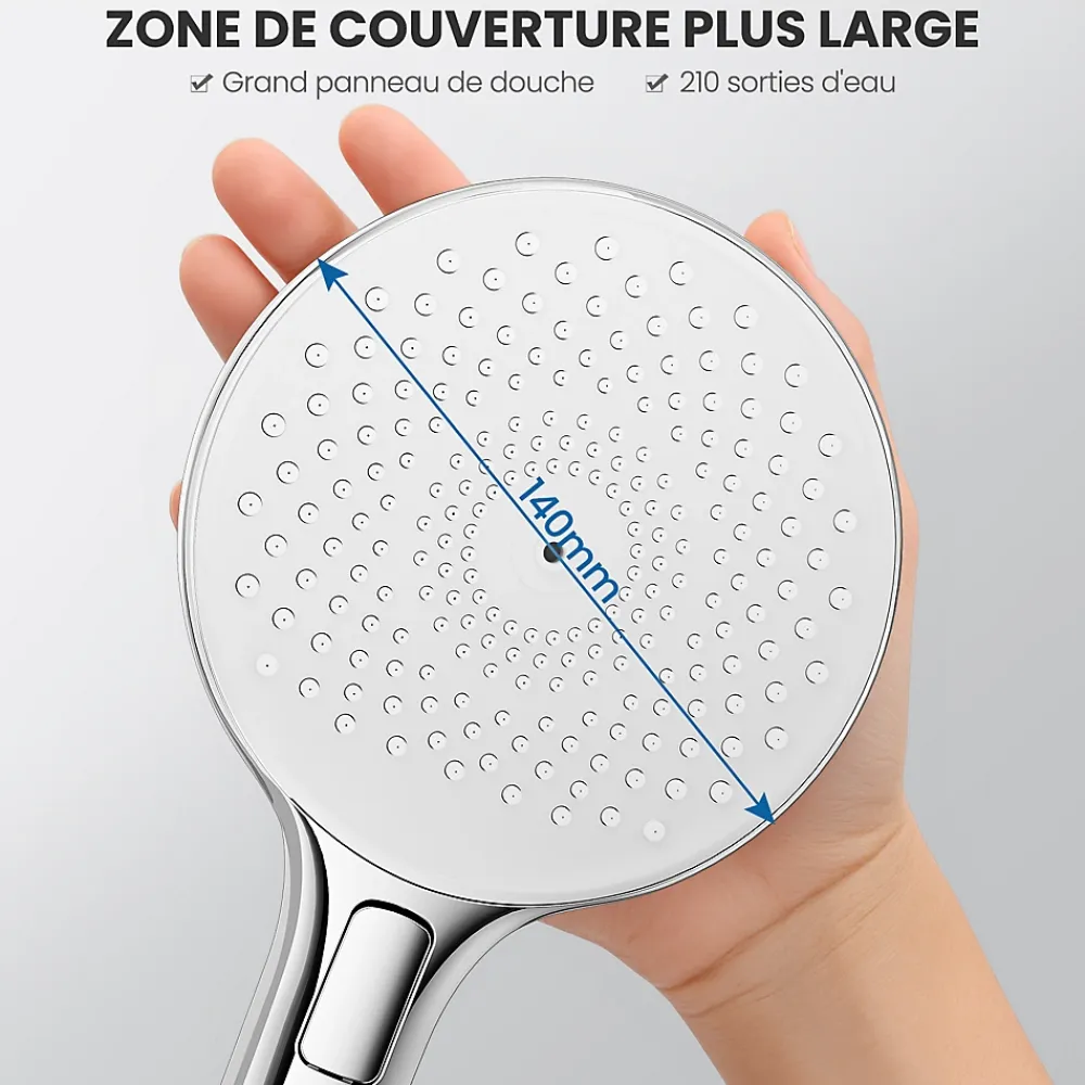 Pommeau De Douche, Flexible Et Barre De Douche|Auralum Max Pommeau de douche avec 4 en 1 avec Fonction Spray Pomme de douche Kit de douche