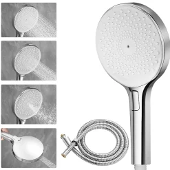 Auralum Max Pommeau de douche avec 4 en 1 avec Fonction Spray Pomme de douche + 1.5m flexible Kit de douche