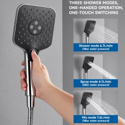 Pommeau De Douche, Flexible Et Barre De Douche|Auralum Max Pommeau de douche avec 3 modes de jet Pomme de douche + 1.5m flexible Kit de douche