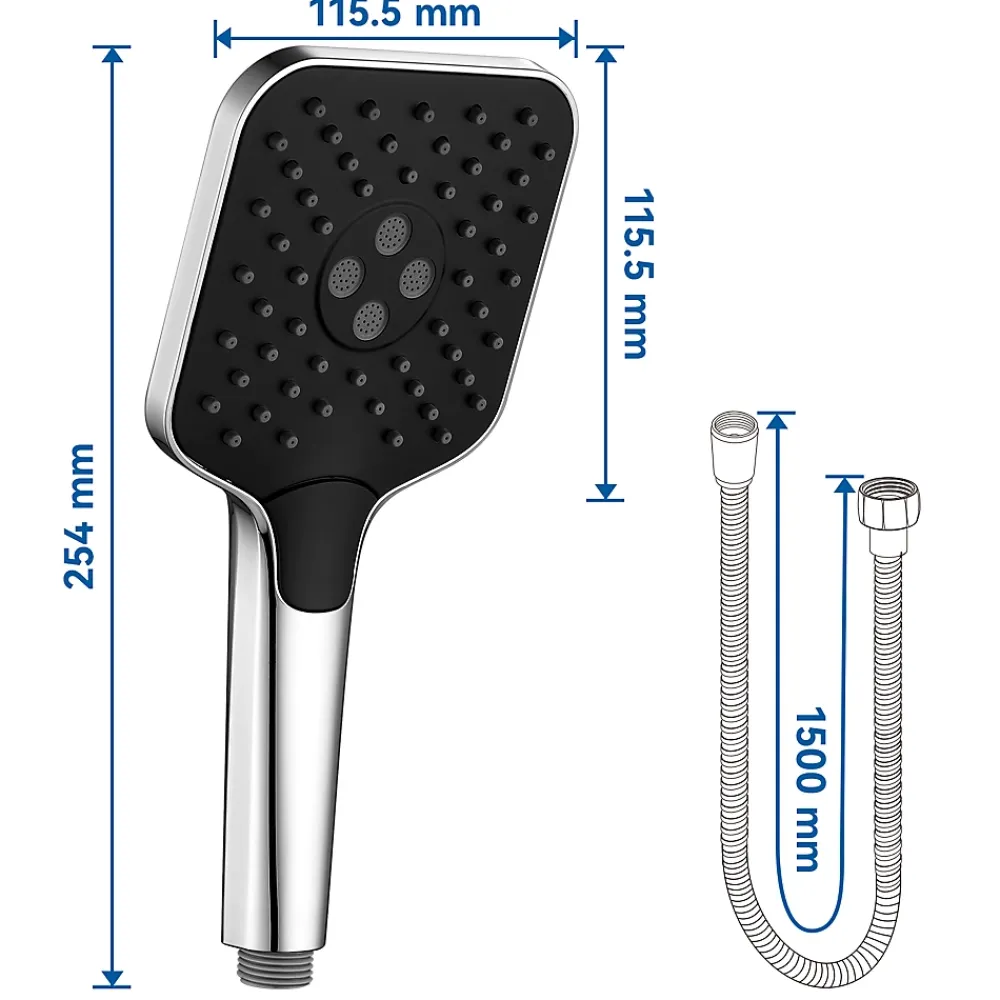 Auralum Max Pommeau de douche avec 3 modes de jet Pomme de douche + 1.5m flexible Kit de douche