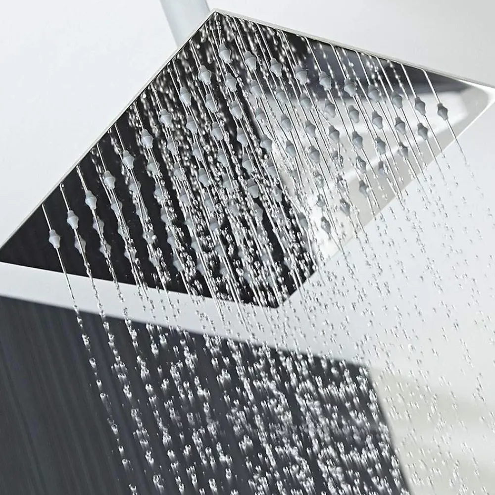 Colonne De Douche Mécanique|Kibath Pommeau de douche carré 30x30 cm, finition chrome poli, en laiton