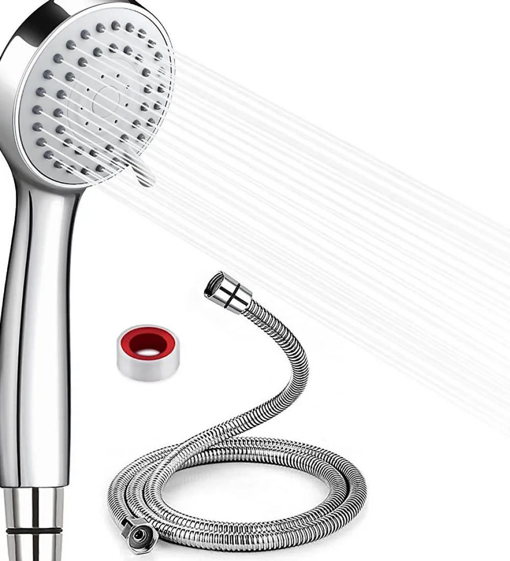 Deko Pommeau de douche économie d'eau à 3 types de jet haute pression avec tuyau de 1,5 m et ruban téflon