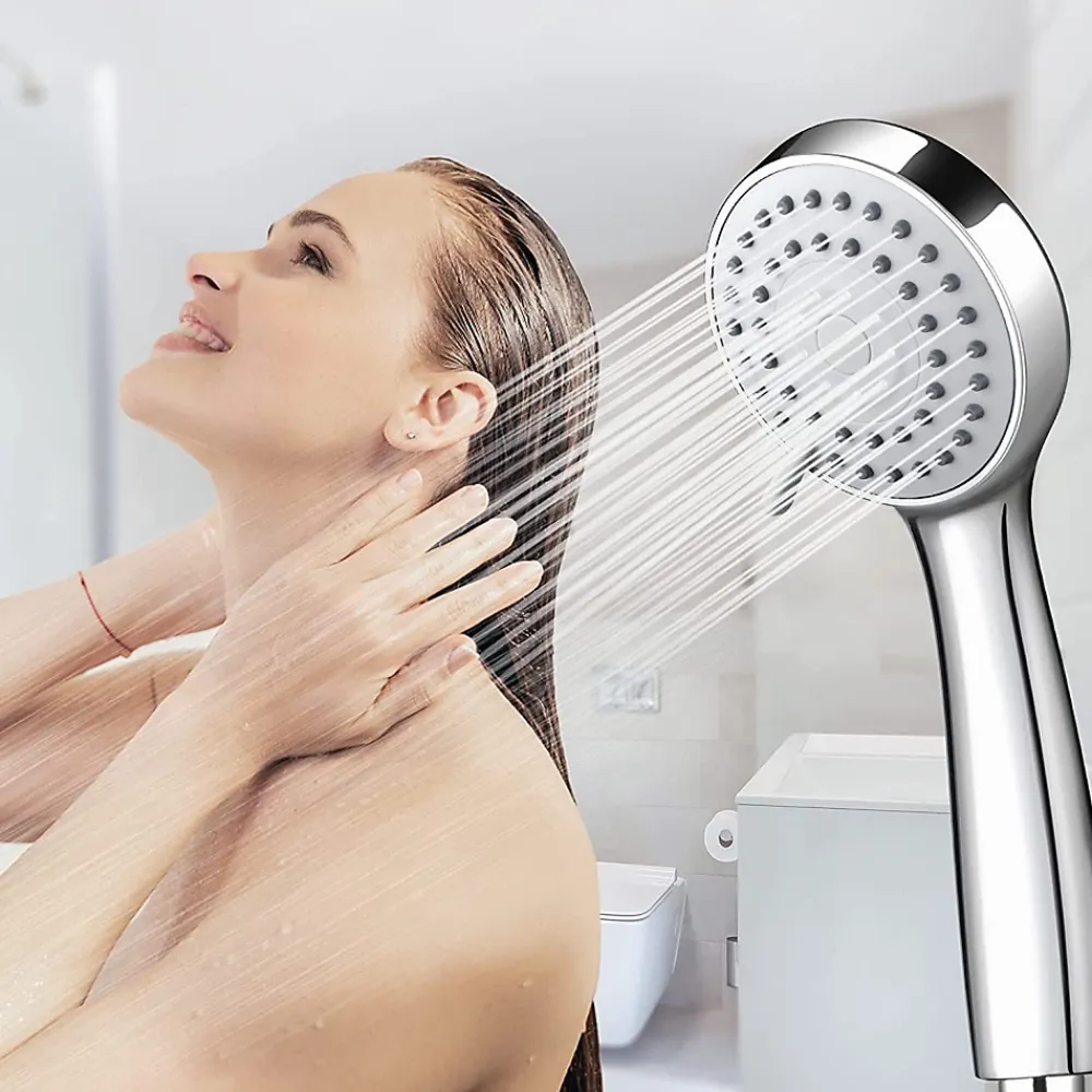 Deko Pommeau de douche économie d'eau à 3 types de jet haute pression avec tuyau de 1,5 m et ruban téflon