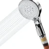 Deko Pommeau de Douche, Douchette avec Filtre, Pommeau de Anti Calcaire Douche Haute Pression, Pommeau Douche avec 5 Modes, Argent