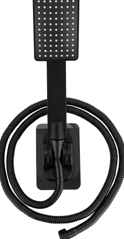 Pommeau De Douche, Flexible Et Barre De Douche|Deko Pommeau de douche filtrant - Économie d'eau - Avec tuyau et collier de serrage - Carré - Noir