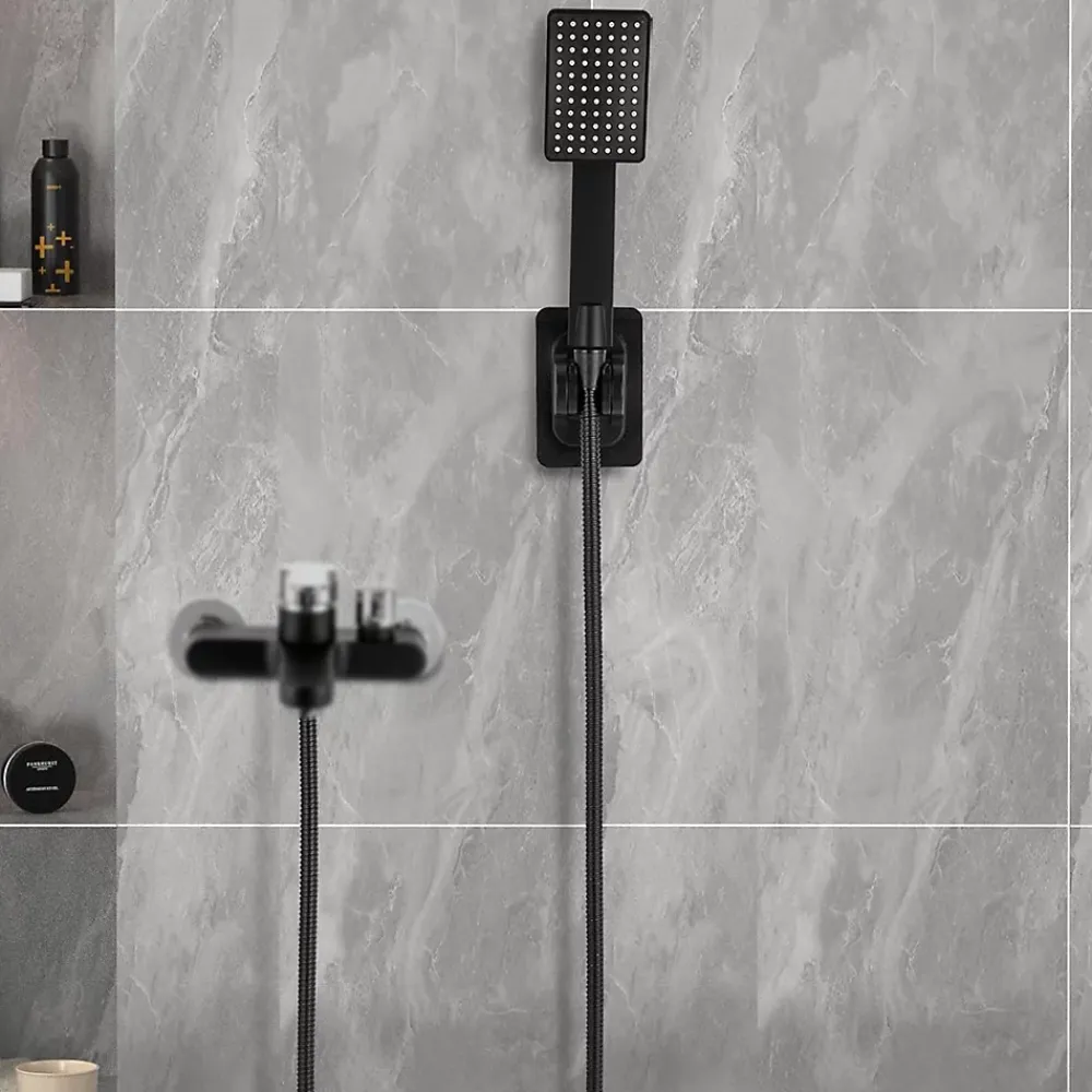 Pommeau De Douche, Flexible Et Barre De Douche|Deko Pommeau de douche filtrant - Économie d'eau - Avec tuyau et collier de serrage - Carré - Noir