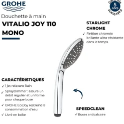 Grohe Pommeau de douche Quickfix Vitalio Joy 110 Chromé