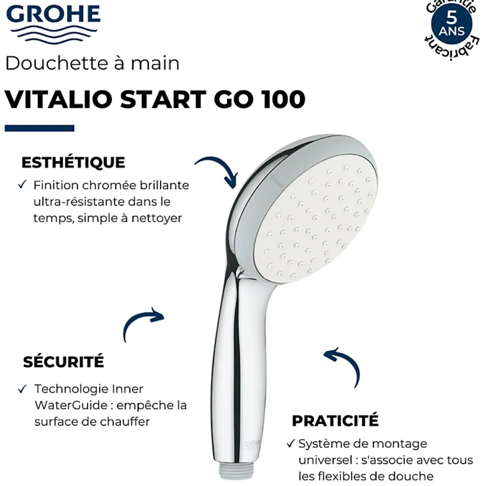 Grohe Pommeau de douche Quickfix Vitalio START Go 100