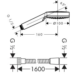 Hansgrohe Pommeau de douche Crometta + Flexible Metaflex 160 cm chromé