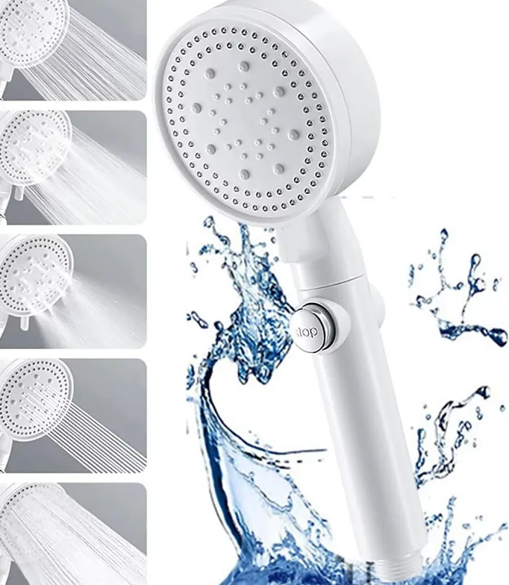 Pommeau De Douche, Flexible Et Barre De Douche|Deko Pommeau de douche haute pression, économie d'eau, 5 jets, idéal pour le bain et le spa, anticalcaire, haute pression (blanc)
