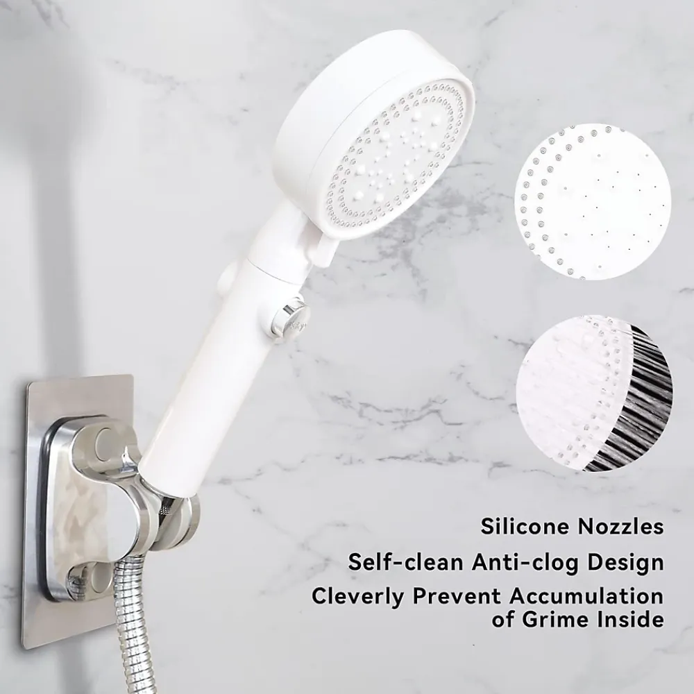 Pommeau De Douche, Flexible Et Barre De Douche|Deko Pommeau de douche haute pression, économie d'eau, 5 jets, idéal pour le bain et le spa, anticalcaire, haute pression (blanc)