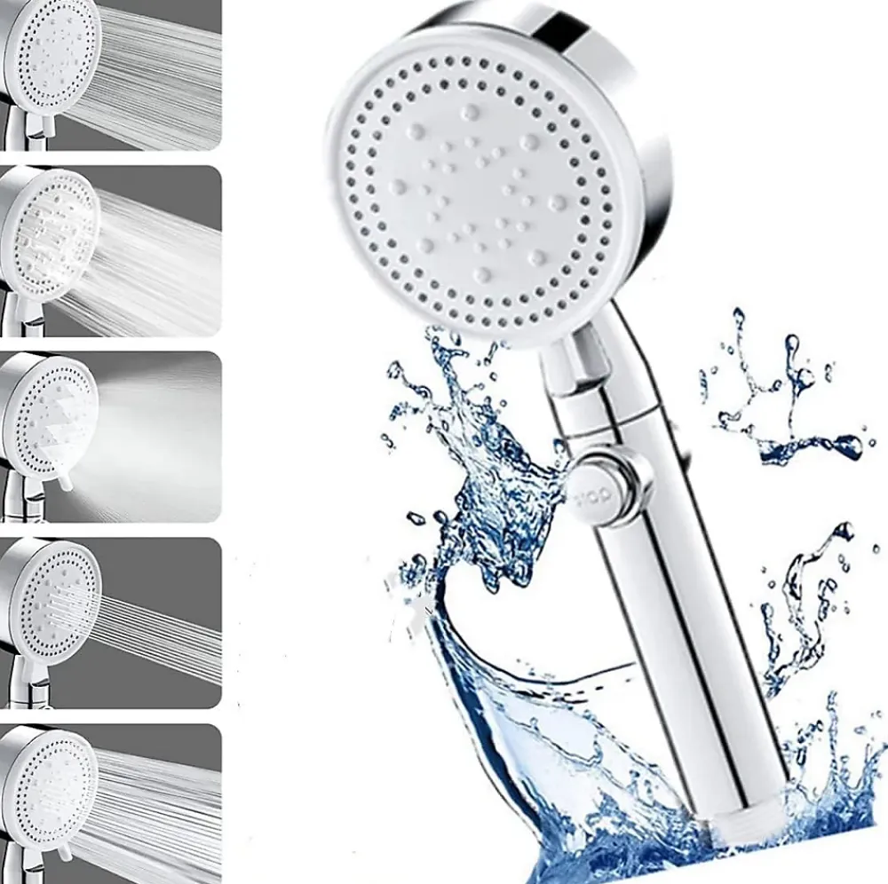 Pommeau De Douche, Flexible Et Barre De Douche|Deko Pommeau de douche Haute Pression à économie D'eau 5 types de jet pour bain et spa Pommeau Douche Anti Calcaire(Argenté)