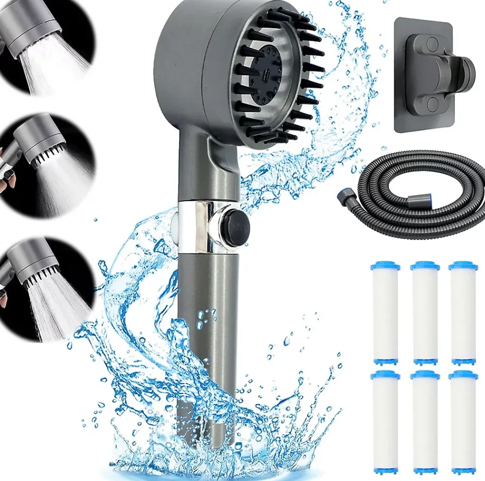 Vendos85 Pommeau de douche mural rond anti-calcaire 3 modes