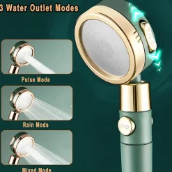 Deko Pommeau de douche, pommeau de douche à économie d'eau et anticalcaire, arrêt d'eau à un bouton - ABS - (bleu fumé)