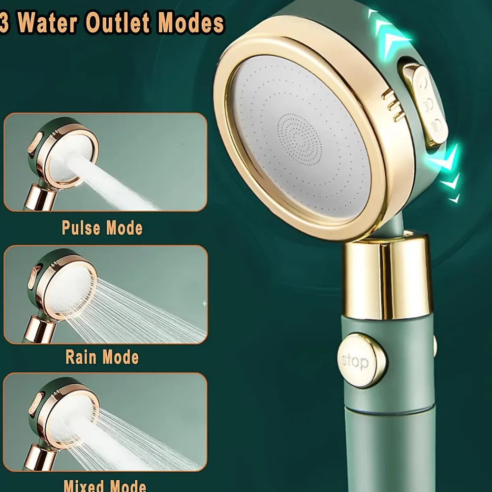 Deko Pommeau de douche, pommeau de douche à économie d'eau et anticalcaire, arrêt d'eau à un bouton - ABS - (bleu fumé)
